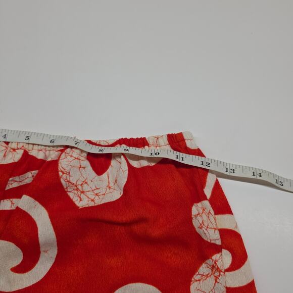 VTG Pacific Isle Outfit 2 Piece Tunic Shirt Shorts 70s Barkcloth Orange Floral - Picture 12 of 15